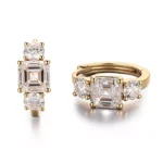 Asscher Cut Lab Diamond Hoop Earrings Geometric Trilogy Design
