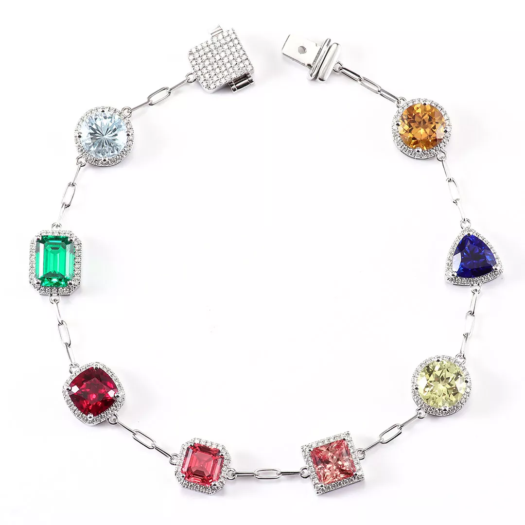 1-9-2 Vibrant Aline-Stone Lab Colored Gemstone Tennis Bracelet Design - Image 1