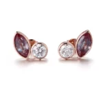 *Modern Bezel Set Toi et Moi Marquise Lab Gemstone and Moissanite Stud Earrings