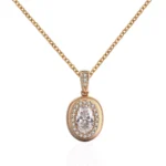1.2ct Lab Diamond Pendant | 18K Yellow Gold Halo Accent Necklace (Pendant Only)​