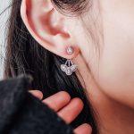 Gorgeous White Gold Moissanite Pear Cut Floral Drop Earrings