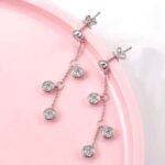 *Enchanting White Gold round cut Moissanite Dangling Earrings - Image 7