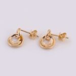*Modern Double Circle Gold Drop Earrings - Image 4