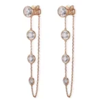 Elegant Round Cut Moissanite Drop Earring Chain Design