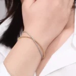 Round Cut Lab Diamond Bracelet Double Row Rope Tennis Style - Image 5