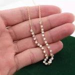 18K Yellow Gold Round Moissanite Choker Necklace