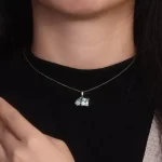 Toi et Moi Pendant with Lab Sapphire and Blue Moissanite (Pendant Only)