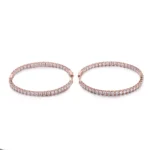 *Round Cut Moissanite Hoop Earrings Classic Pave Circle Style - Image 3