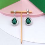 Exquisite Pear-Shaped emerald Halo Drop Earrings