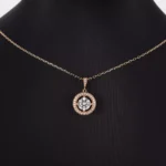 Round Cut Moissanite Pendant Necklace Floating Halo (Pendant Only) - Image 4