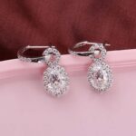 *Gorgeous White Gold Oval Cut Moissanite Drop Earrings - Image 6