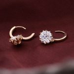 Stunning Round Cut Yellow Gold Moissanite Hoop Earrings