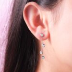 *Enchanting White Gold round cut Moissanite Dangling Earrings - Image 4