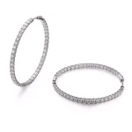 Round Cut Moissanite Hoop Earrings Classic Pave Circle Style