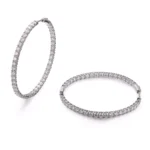 *Round Cut Moissanite Hoop Earrings Classic Pave Circle Style