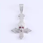 *Striking Skull Cross Moissanite Pendant