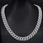 Special Offer:15mm Iced Out Moissanite Cuban Link Chain | reverse-set center row | 925 Sterling Silver