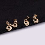 *Modern Double Circle Gold Drop Earrings - Image 6