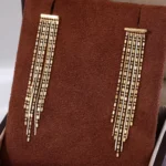 18k Yellow Gold Drop Earrings Multi-Strand Tassel Fringe Style(not including earring backs) - Image 3
