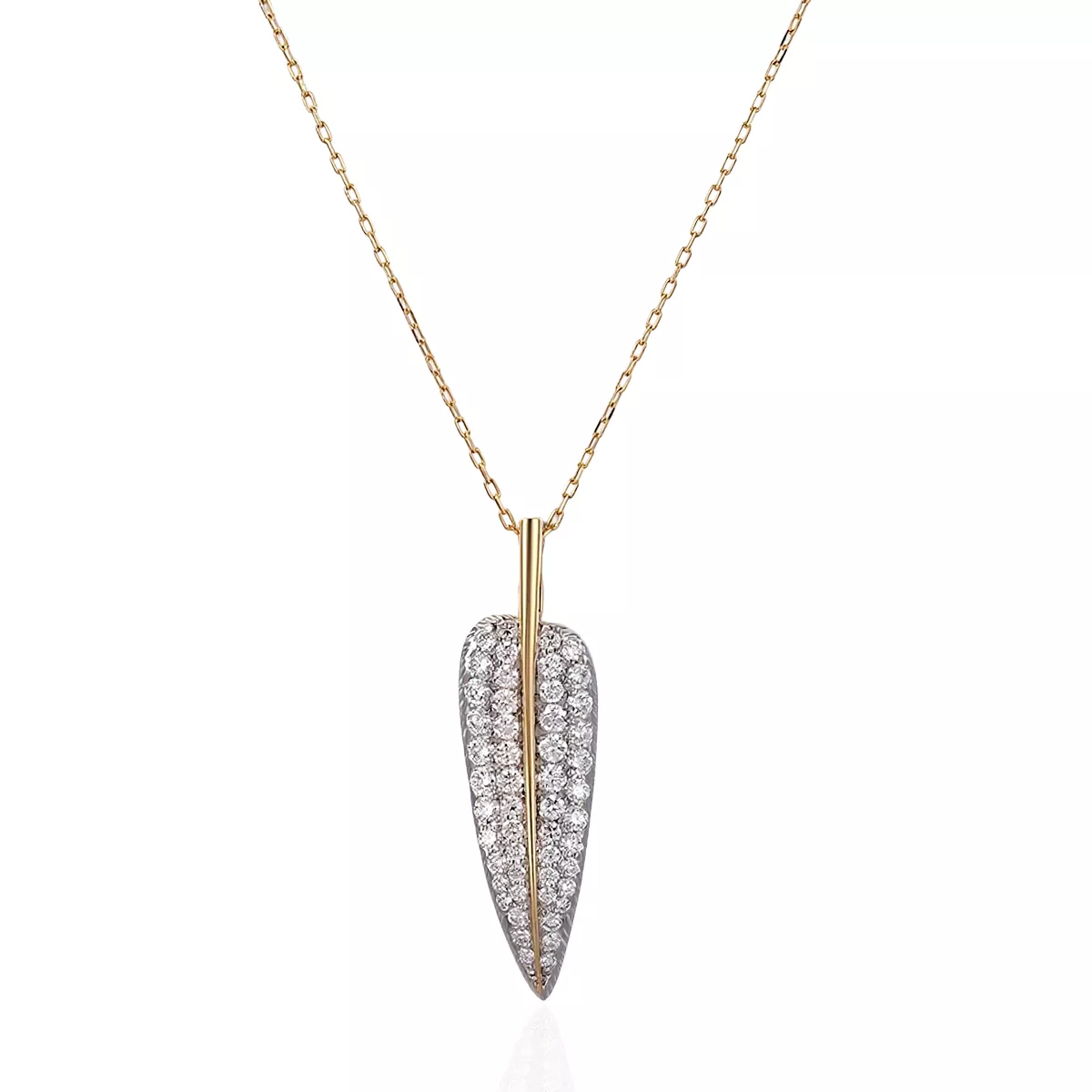 2-1-1 Round Cut Lab Diamond Pendant Necklace Nature Leaf Motif(pendant only) - Image 1