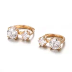 Lab Diamond Hoops Ring | 18K Yellow Gold Earrings with Princess & Round Lab Diamonds