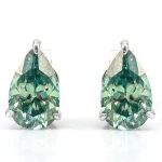 Elegant Pear Cut Green Moissanite Solitaire Stud Earrings with Prong Setting
