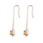 *Elegant Yellow Lab Gemstone and Moissanite Drop Earrings - Image 2