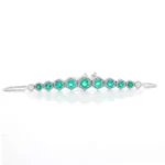 *Hexagonal White Gold Bracelet with Lab Emeralds and Moissanites - Image 2