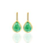 Elegant Gold Drop Earrings with Pear-Cut Emeralds
