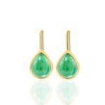 *Elegant Gold Hoop Earrings with Pear-Cut Emeralds - Image 2