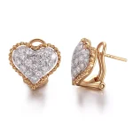 Heart-Shaped Pavé Lab Diamond Stud Earrings in 18k Yellow Gold