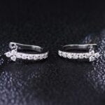 *Gorgeous White Gold Moissanite Round Cut Huggie Earrings - Image 7