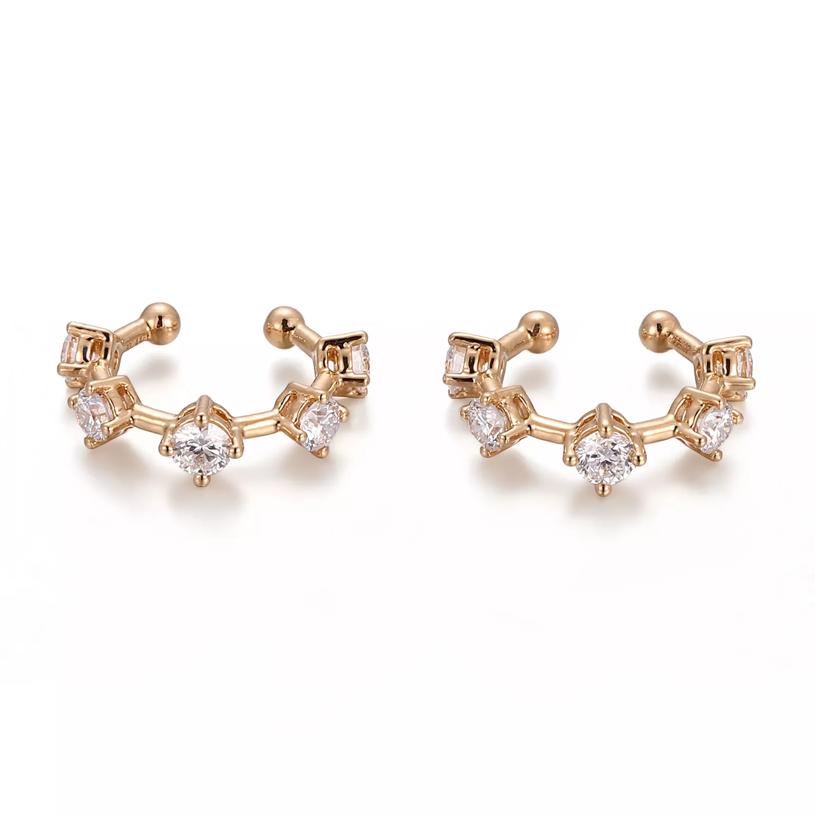 2-2-1 0.44ctw Lab Diamond Earring | 18K Yellow Gold Ear Cuffs with Lab Diamond - Image 1