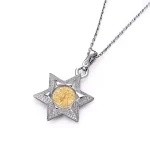 Round Cut Diamond Reversible Pendant Necklace Star Bee Deer Motif（pendant only）