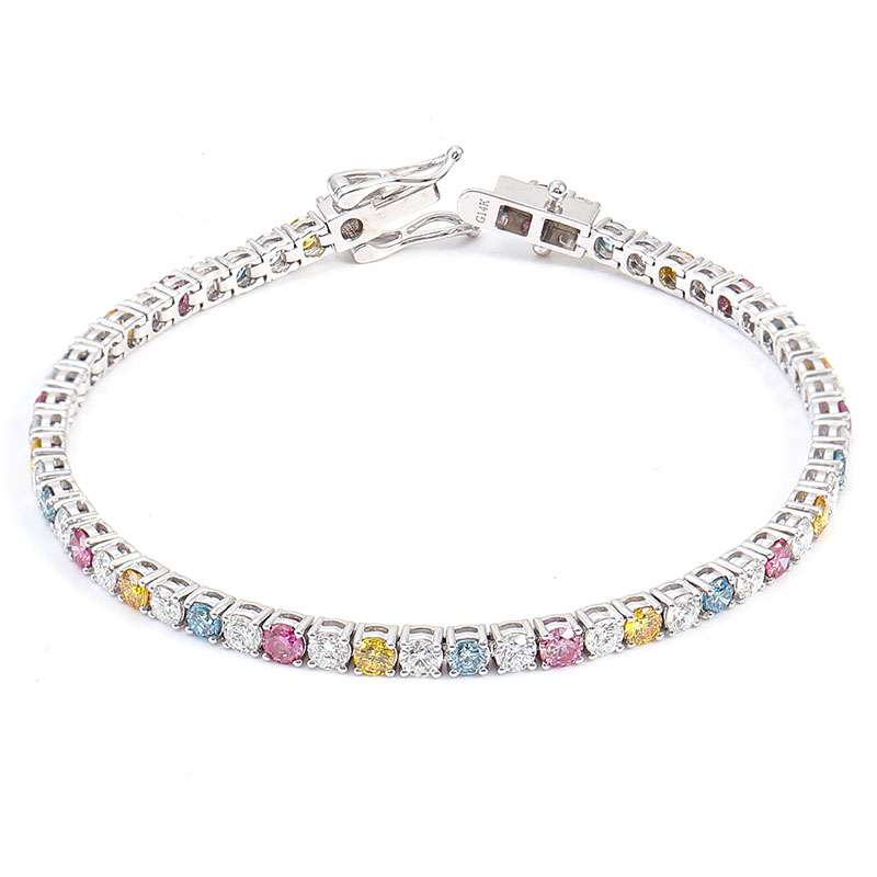 2-2-2 *7 inches Elegant Multicolor Moissanite Tennis Bracelet - Image 1