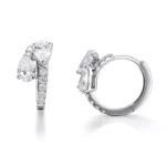 Multi-Shape Lab Diamond Cluster Huggie Earrings in 18k White Gold - Image 2