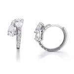 Multi-Shape Lab Diamond Cluster Huggie Earrings in 18k White Gold