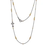 Vintage Contrast Cross Choker | Round-Cut Lab Diamonds with 18K Gold Beads​