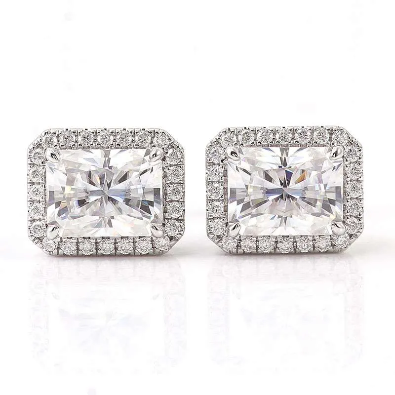 2-20 *Halo Moissanite White Gold Stud Earrings - Image 1