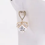 *Princess Cut Moissanite Drop Earrings Elegant Geometric Dangle Style - Image 2