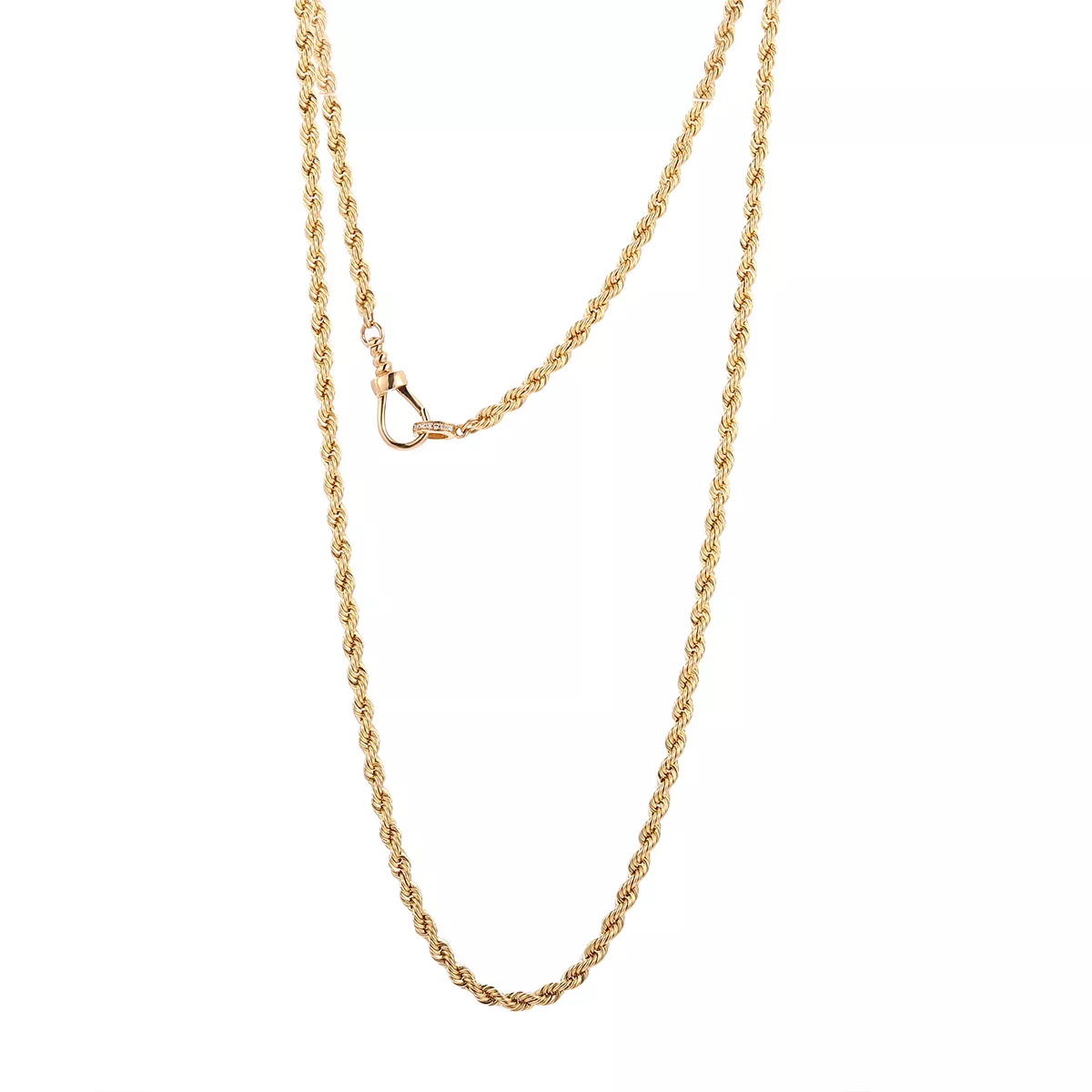 2-24-1 Helix Gold Essence Necklace | 18K Yellow Gold Rope Chain with Diamond Accent Clasp - Image 1
