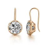 Round Cut Moissanite Earring Classic Six Prong Drop Style