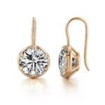 Round Cut Moissanite Earring Classic Six Prong Drop Style - Image 2