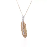 Round Cut Diamond Pendant Necklace Textured Feather Plume Motif(pendant only)