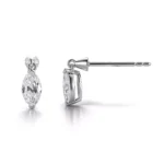 Solitaire Marquise Cut Lab Diamond Drop Earrings in 18k White Gold(Earring backs not included) - Image 2