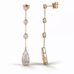 *Linear Pear and Round Moissanite Drop Earrings with Bezel Accents - Image 2