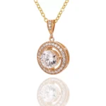 Round Cut Moissanite Pendant Necklace Floating Halo (Pendant Only) - Image 2
