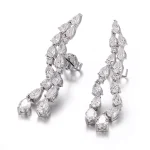 Glamorous Pear Cut Moissanite Double Strand Waterfall Earrings