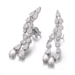 *Glamorous Pear Cut Moissanite Double Strand Waterfall Earrings - Image 2