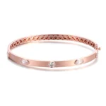 *Marquise and Round Cut Moissanite Bangle Bracelet Brushed Finish Style - Image 2